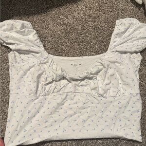 Hollister White and Blue Floral Blouse
